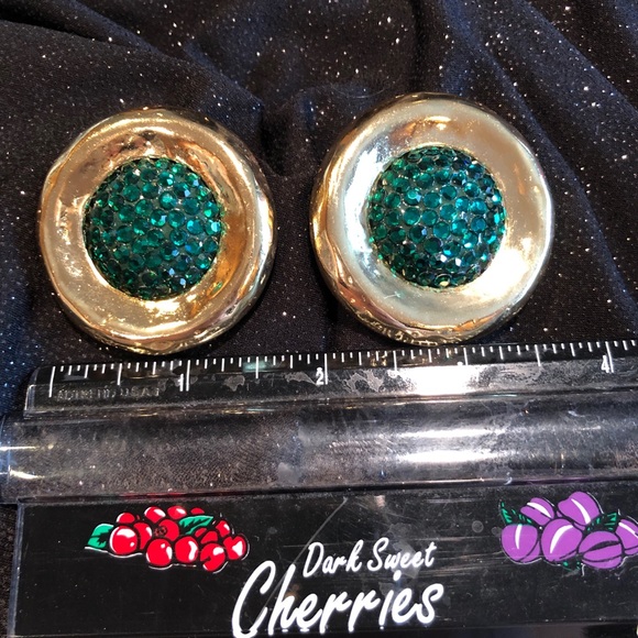 Caroline Williams huge green vintage earrings - Picture 4 of 5